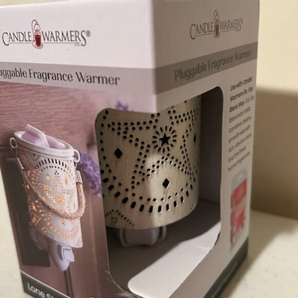 Star Plug in Wall Wax Warmer light in white Tin with Bulb - Picture 3 of 4